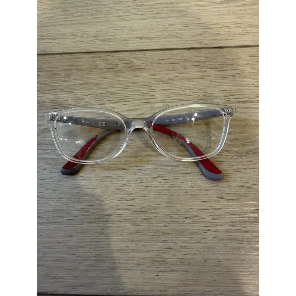 Ray Ban Jr RB1586 3832 Kids Girls Boys Clear Gray Red Oval Eyeglasses 49-16 130